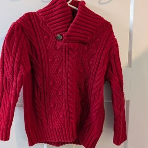 Cat & Jack Bright Red Cable Knit Sweater
